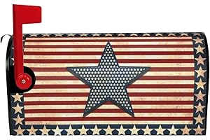 GIANLAIMA Vintage Country Farmhouse American Flag 4th of July Patriotic Mailbox Magnetic Post Mailbox Cover Garden Decor Outdoor Large 25.5" X 21"