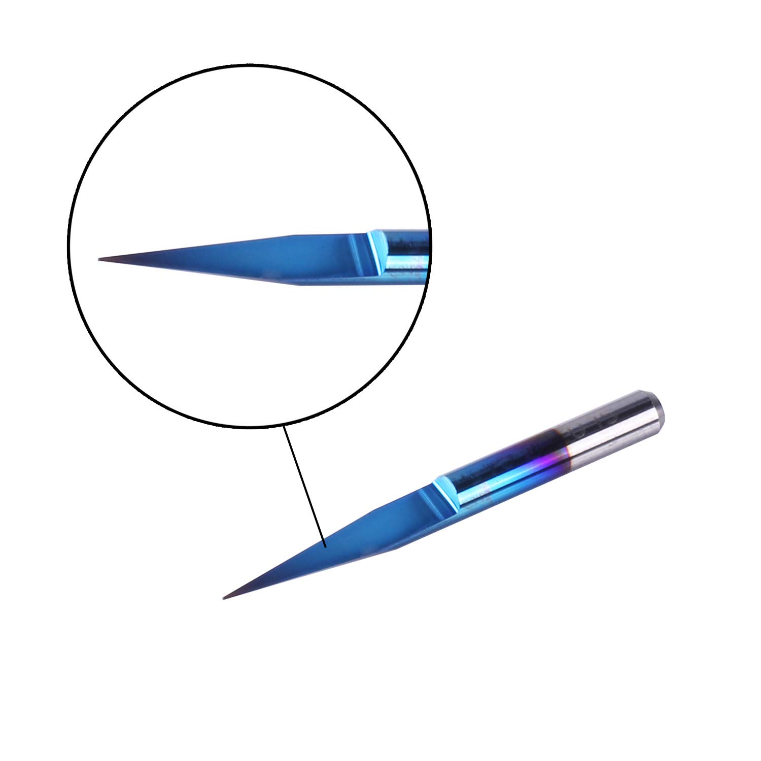 10Pcs Nano Blue Coat Engraving Bits, 15 Degree 0.1mm Tip 1/8