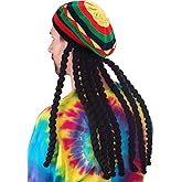 DIYDECAL Rasta Beanie Hat with Dreadlocks Wig Costume Dreads Hats