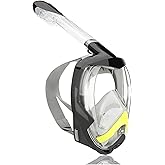 Flyboo Snorkel Mask,180°View Snorkelling Gear with Panoramic Full Face Design-Sports Camera Compatible Diving Mask with Anti-Fog and Anti-Leak Technology for Adults and Kids
