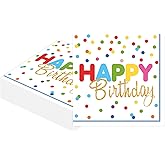 50 Pcs Happy Birthday Paper Napkins 13 x 13 Inches, Disposable Luncheon Dinner Party Napkins Colourful Dots Theme for Cocktail Birthday Party Decorations (Birthday)