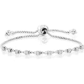 Gem Stone King 925 Sterling Silver Gemstone Birthstone Infinity Tennis Bracelet For Women | Round 2.5MM | Adjustable Bolo Bracelet Up to 9 Inch | Easy-On Easy-Off