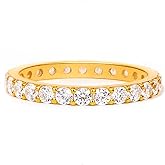 STORYJEWELLERY 1.4mm 1.8mm 2.25mm Stackable Rings for Women, Gold Plated Wedding Bands for Women, Eternity Band Rings, Cubic Zirconia Ring, Gifts for Her