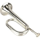 Military Bugle Brass Cavalry et with Mouthpiece Clear Sound for Beginners Marching Band Outdoor Ceremonies(Silver)