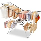 Bigzzia Clothes Drying Rack Foldable, 2-Level Large Laundry Drying Rack | Easy to Fold, Stainless Steel, Drying Rack Clothing for Indoor Outdoor, 33 Drying Rails, 56.1" L &times; 22.7" W, Gray