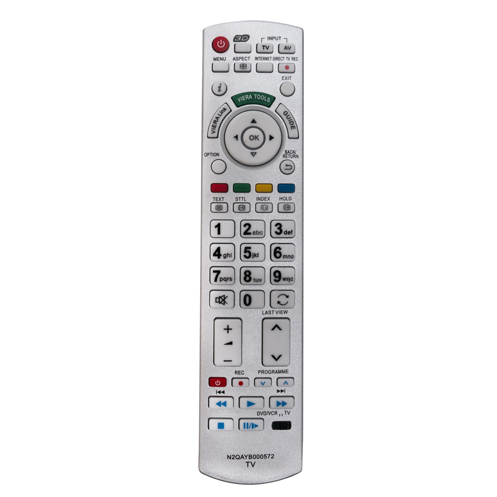 VINABTY N2QAYB000572 Replacement Remote Compatible with Panasonic TV TX-L32DT30B TX-L32DT30E TX-L32DT30Y TX-L32DT35E TX-L32ETF52 TX-L32ETN53 TX-L32ETS51 TX-L32ETX54 TX-L37DT30B TX-L37DT30E TX-L37DT30Y