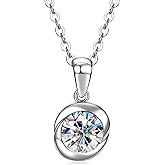 AINUOSHI Moissanite Necklace for Women 1CT - 925 Sterling Silver Moissanite Rosebud Pendant Necklace D Color VVS1 Clarity, White Gold Plated Romantic Necklace Jewelry Gifts for Wife Girlfriend Mom