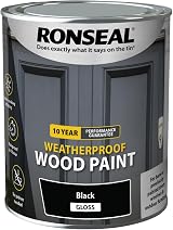 Ronseal 10 Year Weatherproof 2 in 1 Wood Paint Black Gloss 750ml view 4