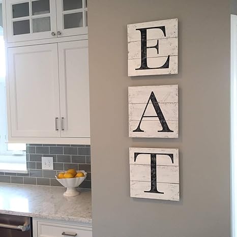 Amazon Com Adonis554dan Eat Sign Wood Pallet Farmhouse Sign Kitchen Decor Shiplap Letters Home Kitchen