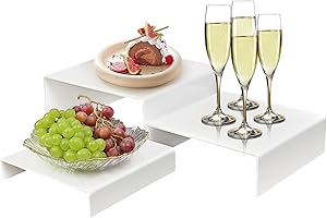 Laumffon Buffet Risers, 10x11x12 Food Risers for Buffet Table, Display Stand Shelf for Catering Dessert Collectibles Jewelry Figures Show, Acrylic Cube Display Nesting Risers with N-Shape, 3Pcs