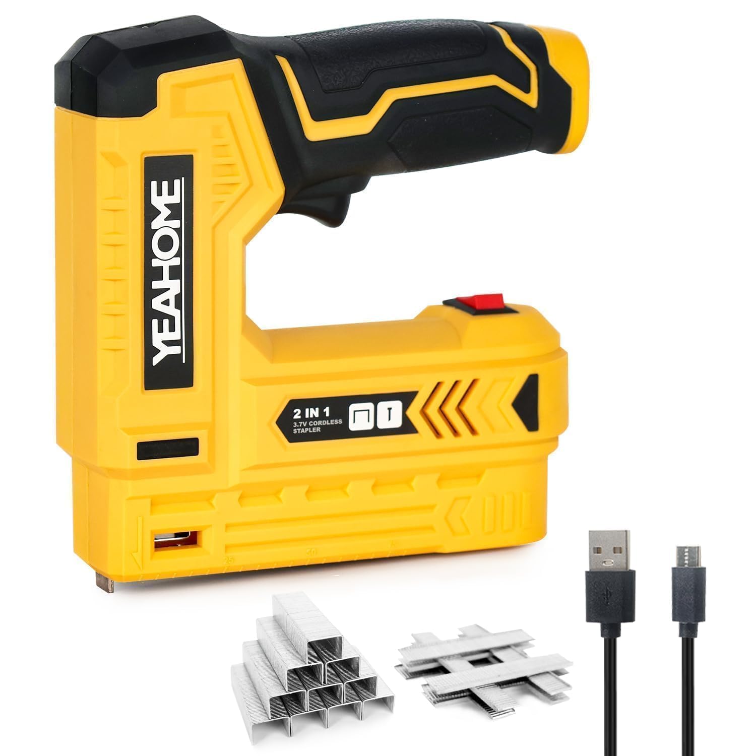 YEAHOME Cordless Electric Staple Gun - 2-in-1 Light Duty Staple & Brad Nailer Kit