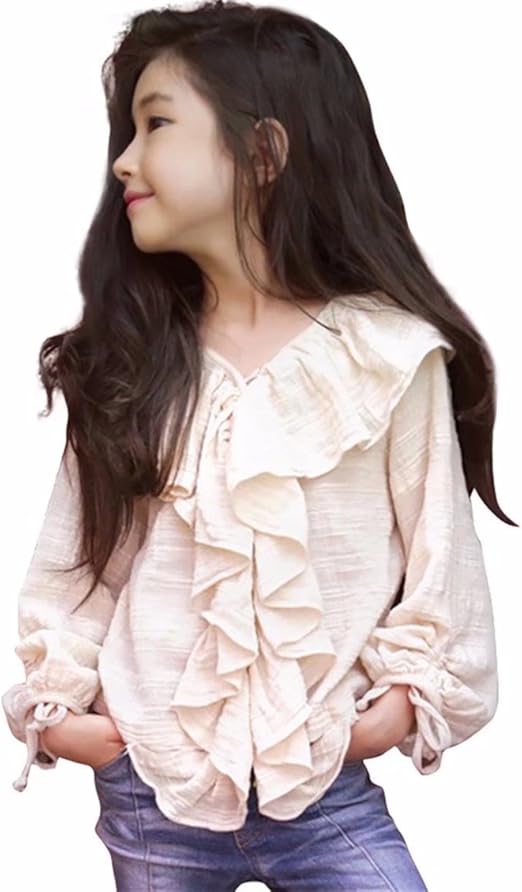 Amazon Amigoyo 子供 フリル ブラウス シャツ ガールズ 無地 長袖シャツ コットン 女の子 キッズ ジュニア トップス フォーマル 結婚式 発表会 卒業式 入学式 シャツ ブラウス 通販