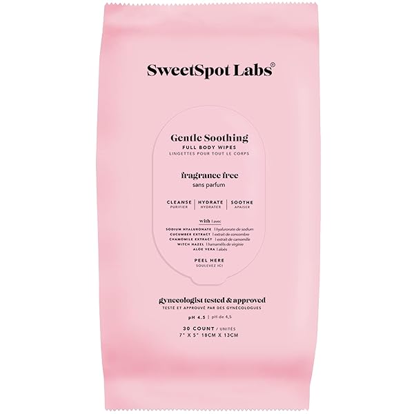 SWEETSPOT LABS FRAGRANCE FREE FEMININE WIPES, SOOTHING INTIMATE & BODY WIPES FOR WOMEN, UNSCENTED, 30 COUNT