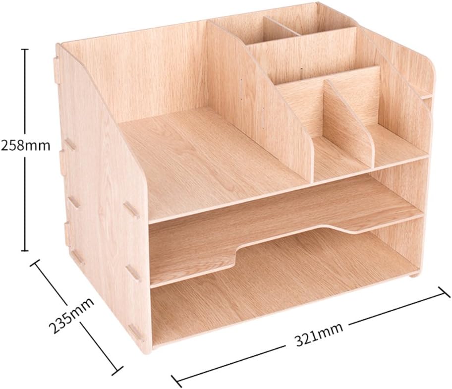 DLWDMRV Office wooden desk organizer with multiple shelves,Wood files supplies Organizer for home & office use-E