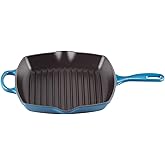Le Creuset Enameled Cast Iron Signature Square Skillet Grill, 10.25", Marseille