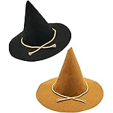 Benwanfee 2 Pack Scarecrow Hats, Scarecrow Costume Felt Scarecrow Accessories for Halloween Party Accessory, Black and Brown Color