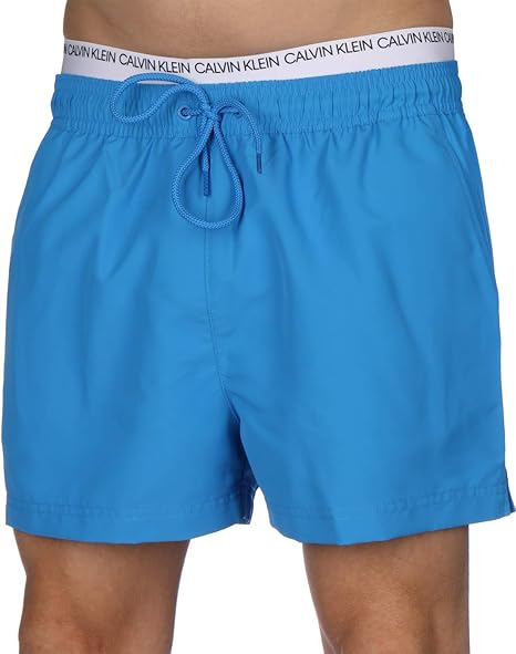 calvin klein double waistband swim shorts black