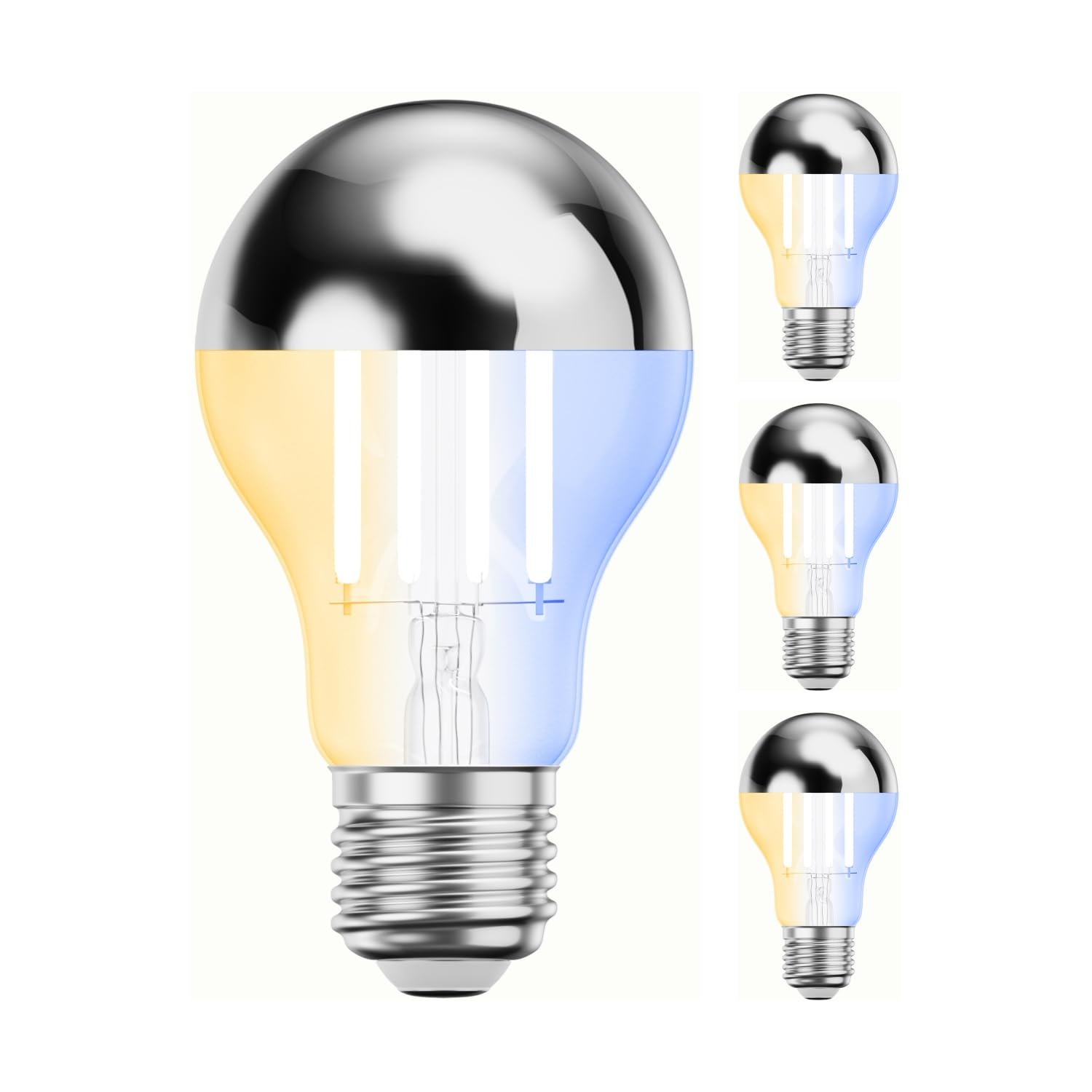 ledscom.de 4 Pieces E27 LED Bulb, A60, Warm White - Cool White (2700-7000 K), 4.8 W, 486lm, Smart Home, WLAN, Alexa, Head Mirror (Silver) — image 1
