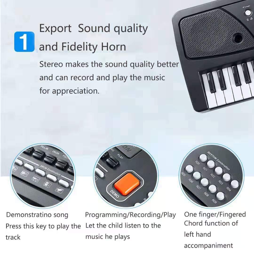 TianYaer Teclado Electrónico Piano 61 Teclas, Teclado de Piano Portátil con Micrófono Teclado portátil Regalo para Niño, Niña Principiantes