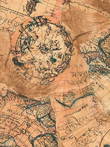 Décopatch - Ref FDA806C - Vintage Atlas Effect Paper Pack - Each Sheet 30 x 40cm, Pack of 20 Paper Sheets - Best Used With Décopach Glue & Varnish, Brown