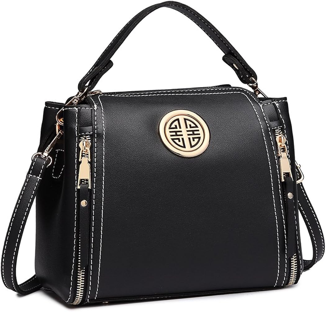 Miss Lulu Women Handbags Pu Leather Small Top Handle Tote Cross Body Bag Womens with Light Golden Hardware
