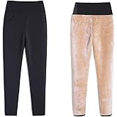 YMSHOPE Winter Women's Thermal Leggings High Waist High Elastic Lambswool Fleece Lined Thermal Pants Pocket Style