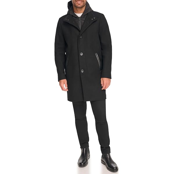 Kenneth Cole New York Men's Legacy Melton Single Breasted Coat