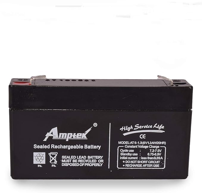 Amptek 6V 1.3AH / 20HR Sealed Rechargeable Battery Pack Amazon.in