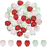 NBEADS 36 Pcs 3 Color Strawberry Glass Beads, 15mm Handmade Lampwork Fruit Beads for DIY Jewelry Making