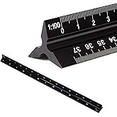 Scale Ruler Architect, 30cm Ruler 12 inch Triangular Architects Scales Ruler Metal Aluminum Metric 1:20, 1:25, 1:50, 1:75, 1: