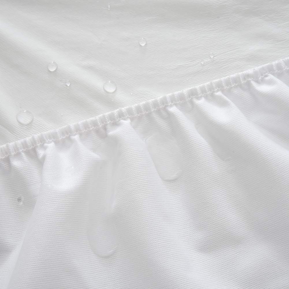 MH MYLUNE HOME Waterproof Mattress Protector Breathable Mattress Pad Cover Stretches up to 13inches Deep Pocket (White, Twin)