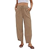 grewley Womens Corduroy Pants Casual Wide Leg Pants Harem Pants Baggy Trousers Drawstring Elastic with Pockets