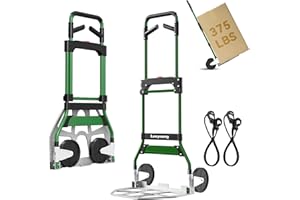 LEEYOUNG Upgraded Folding Hand Truck Dolly Cart Heavy-Duty 375lb，Aluminum Wheel Bracket & Portable Aluminum Dolly Cart, Indoor/Outdoor Use