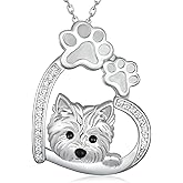 Feijiesi Dog Necklace Sterling Silver Yorkie/Pug/Dachshund Pendant Necklace Dog Jewelry for Women Men