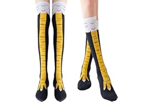 2 Pair Chicken Leg Socks, WOXAFO 3D Novelty Funny Knee-High & Mid-Calf Chicken Costume Feet Socks, Animal Paw Sock for Women 