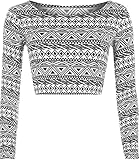 WearAll Women's Print Long Sleeve Crop Top