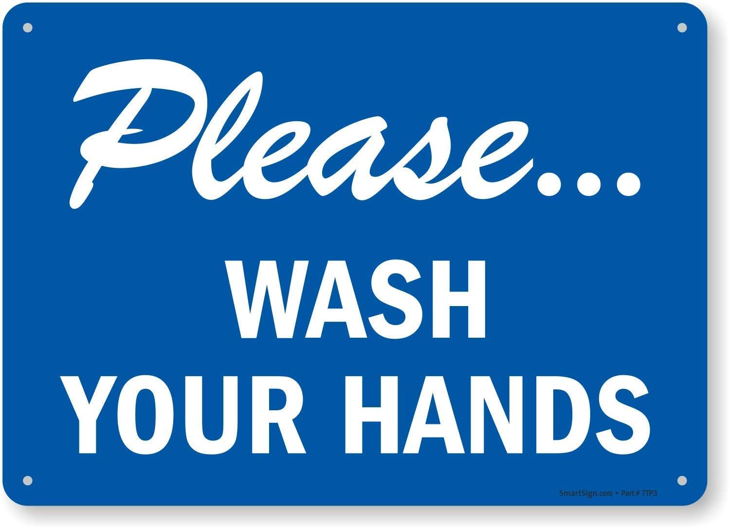 qidushop Please Wash Your Hands Sign Wash Hands Sign 30 x 45cm Metal Decor Metal Tin Signs Kitchen Washroom Safety Signs