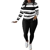 Kencey Women's 2 Piece Tracksuit Set Long Sleeve Color Block Lightweight Workout Athletic Sweatsuit Black