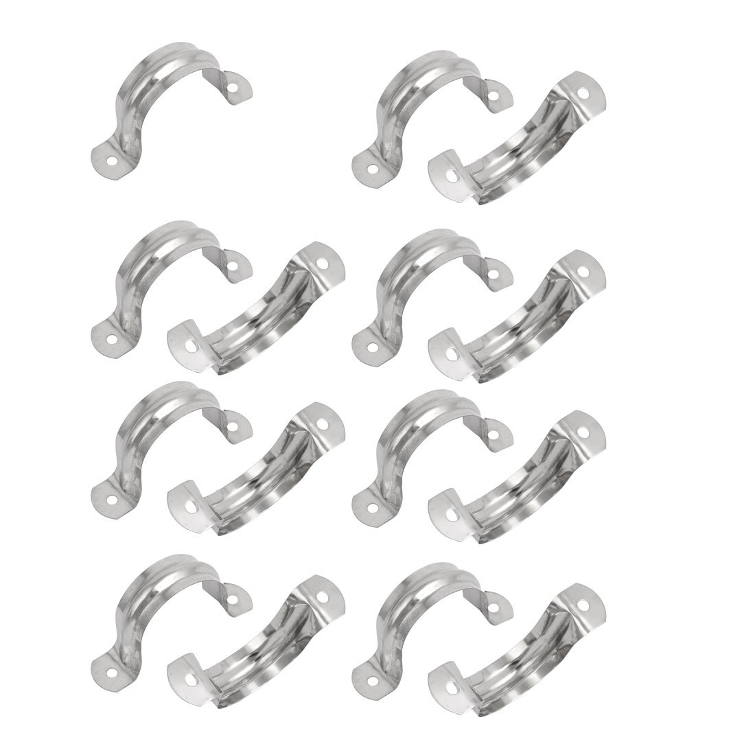 sourcingmap 58mm(2.3inch) Rigid Pipe Strap 2 Holes Tube Straps 201 Stainless Steel Tension Tube Clip Clamp 15pcs