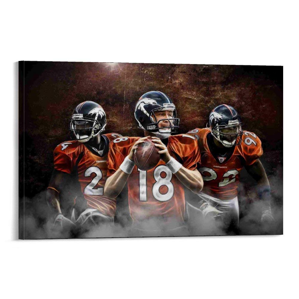 GHRT Rugby Player Poster Peyton Manning Denver Broncos Poster Decorative Painting Canvas Wall Art Li