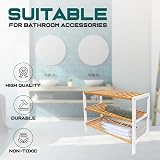 1ABOVE Bamboo Shoe Rack 3 Tier White Natural Plant Rack for Small Spaces view 4