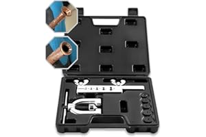 ICOOL Auto Single & Double Flaring Tool Kit for Copper Aluminum Soft Steel Brake Line Brass Tubing Tools and Car Mechanics, Flare Tool with Extra Adapters