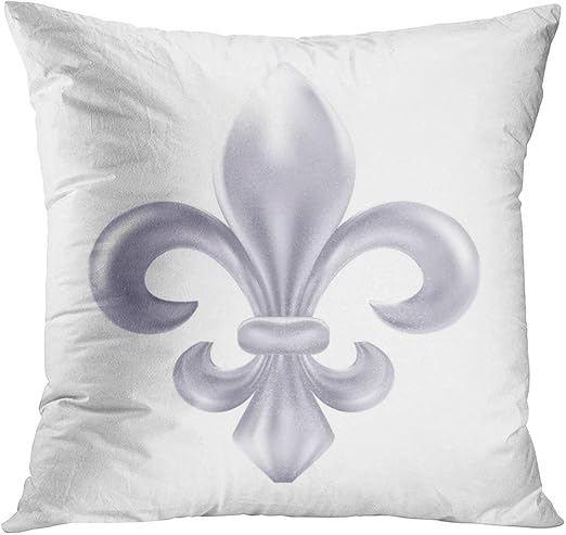 Amazon Com Loulnn Throw Pillow Cover Symbol Silver Fleur De Lis