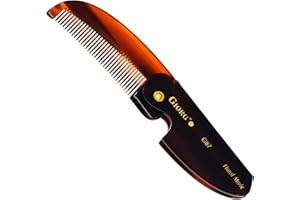 Giorgio G87 Folding Mustache and Beard Comb for Men - Handmade, Saw-cut, Hand Polished Pocket Styling Comb for Everyday Grooming and All Type of Hair Care (Tortoiseshell)