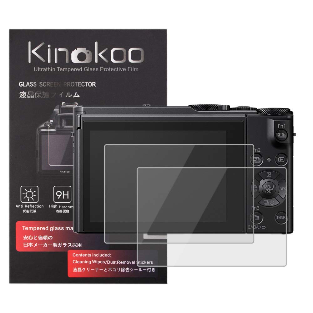 kinokoo 0.25mm Tempered Glass Film Screen Protector for Panasonic LX10 LX15 GX85 GX80 G7 G90 G95 GX7II FZ300 Crystal Clear Bubble-free/Anti-scratch(2 pack)