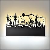 Sunnyin LED Wall Sconce Indoor,Deer Black Farmhouse Rustic Sconce,3000K Top and 6000K Bottom Layered Dual Color Temperature W