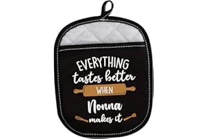 LEVLO Best Mother Father Baking Cooking Gifts Everything Tastes Better When Mimi/Grandma/Nana/Papa/Nonna/Gigi Makes It Oven Mitts (Nonna)