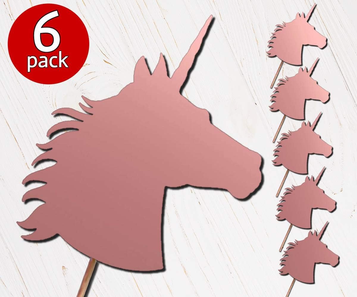 IGSCT Unicorn Cupcake Cake Toppers Girls Birthday Party Baby Shower Mirror Rose Gold
