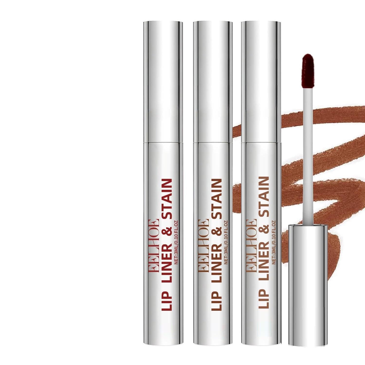 Gireatick Peel Off Lip Liner Set, 3PCS Long Lasting Tattoo Lip Liner, Waterproof Lip Stain with Matte Finish, Highly Pigmented Lip Tint