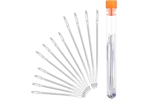 Hekisn Professional Large-Eye Leather Stitching Needle with 3 Different Sizes for Leather Projects with Storage Container (12